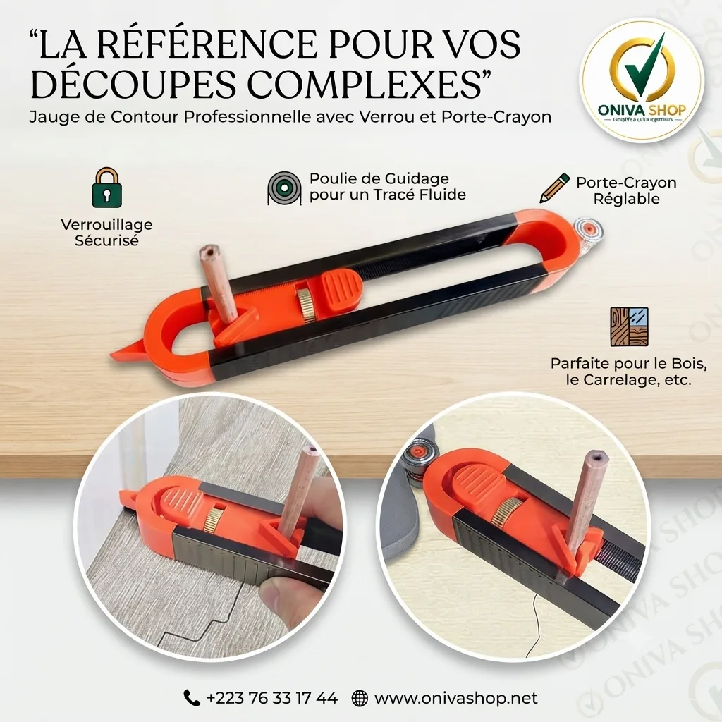 Jauge de Contour Professionnelle avec Verrouillage et Porte-Crayon