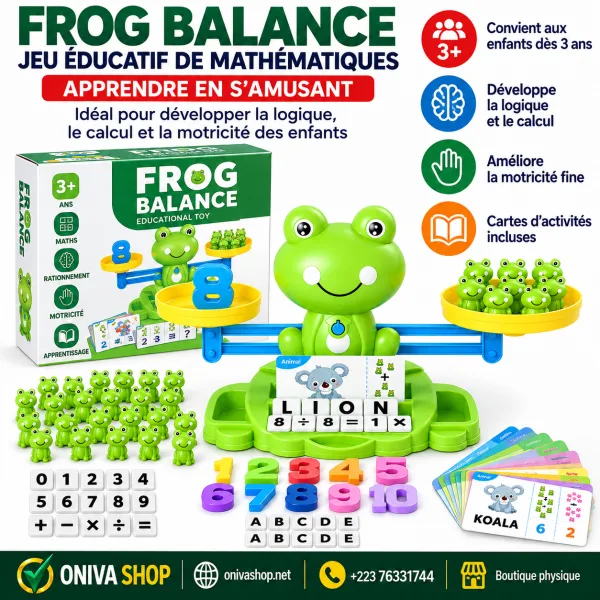 Jeu Éducatif Balance Grenouille Deluxe – Balance mathématique avec chiffres et cartes d’activités