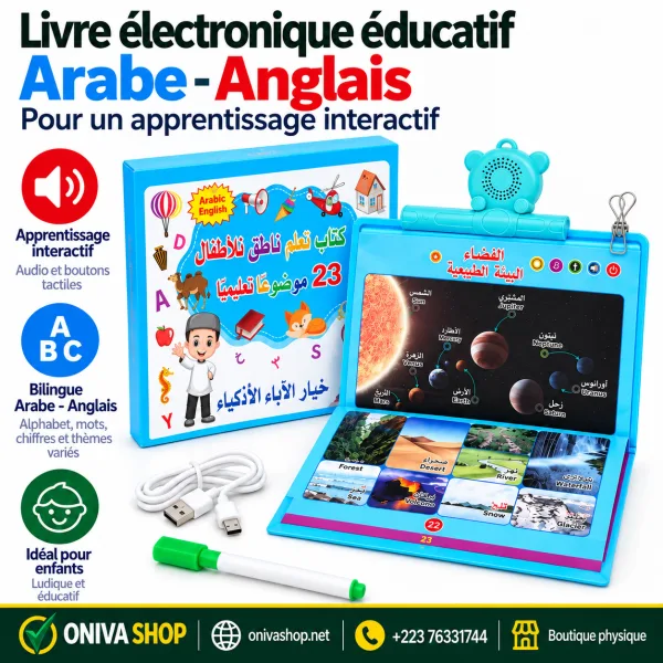 Livre Éducatif Électronique Bilingue Interactif avec Stylet Sonore