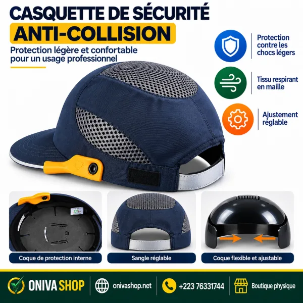 Casquette de sécurité anti-heurt ventilée avec coque de protection
