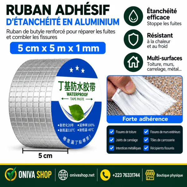 Ruban adhésif d’étanchéité aluminium-butyle 5 m — vue 2