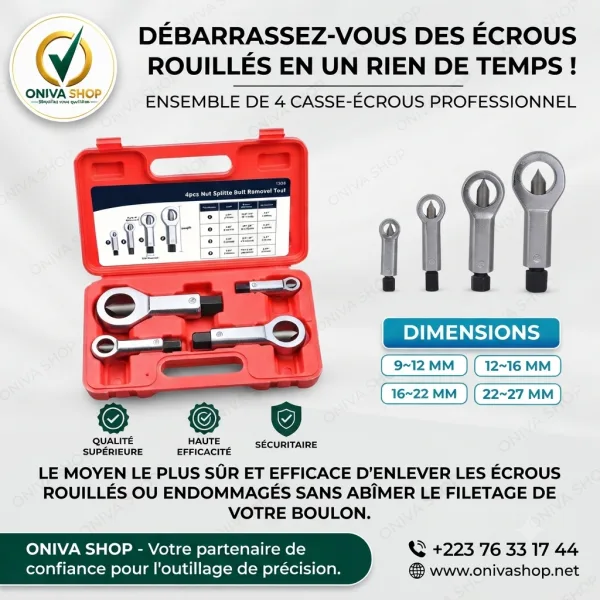 Kit Professionnel de Casse-Écrous – 4 Pièces