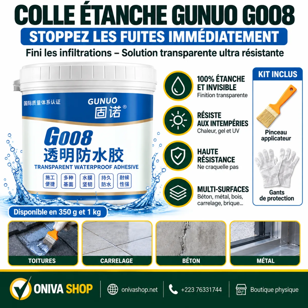 Colle d'Étanchéité Transparente GUNUO G008