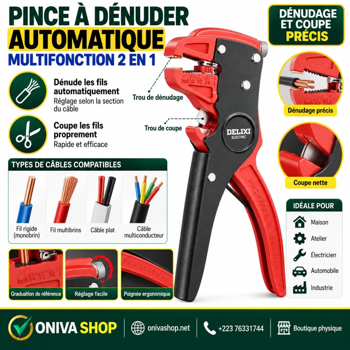 Pince à dénuder automatique multifonction 2 en 1 DELIXI Electric
