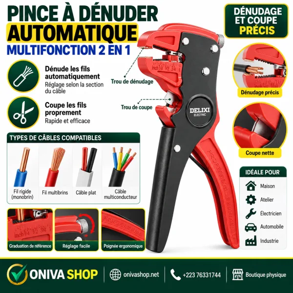 Pince à dénuder automatique multifonction 2 en 1 DELIXI Electric