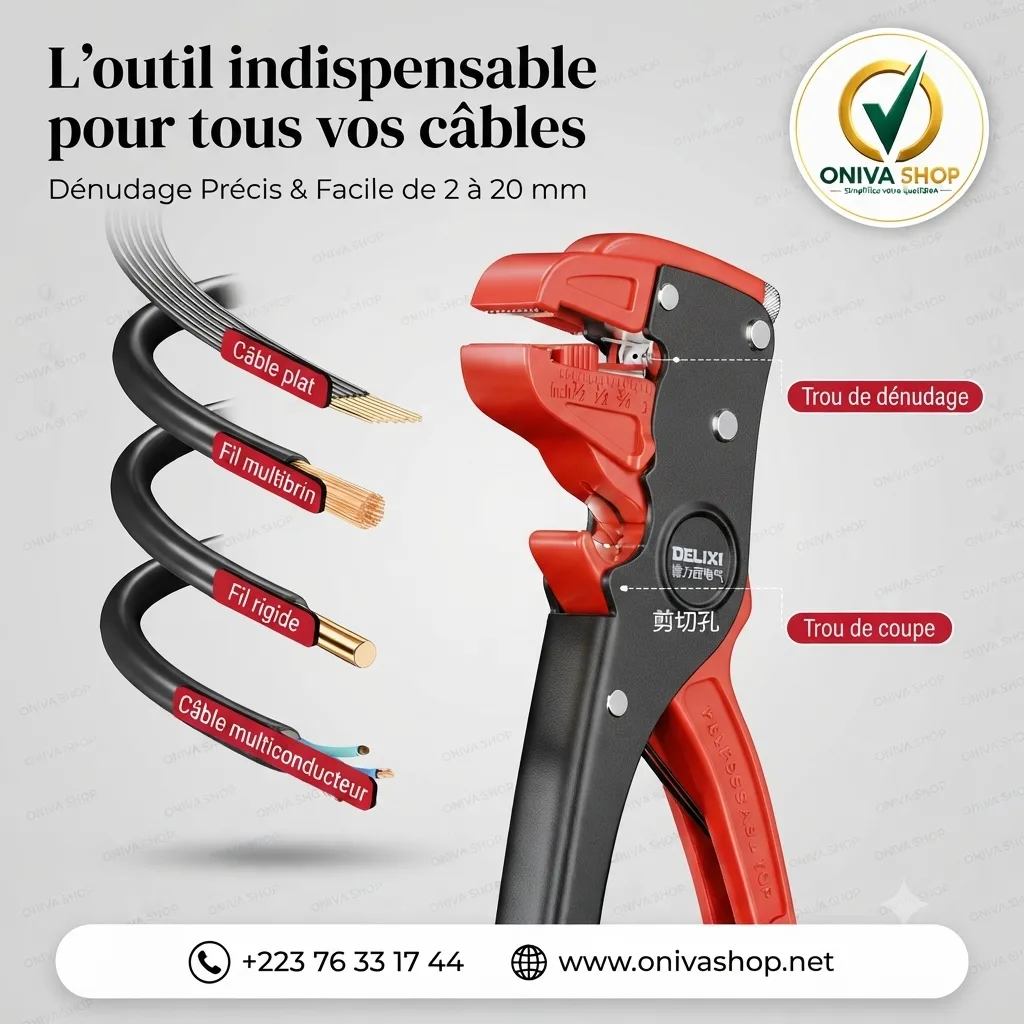 Pince à Dénuder Automatique DELIXI – Réglable 2 à 20 mm
