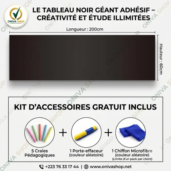 Film Tableau Noir Autocollant Premium PET Réutilisable – 60×200 cm / 90×200 cm — vue 2