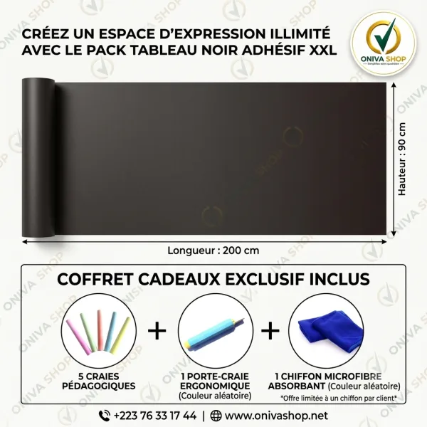 Film Tableau Noir Autocollant Premium PET Réutilisable – 60×200 cm / 90×200 cm — vue 5