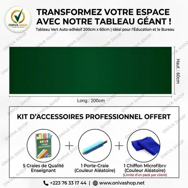 Film Tableau Noir Autocollant Premium PET Réutilisable – 60×200 cm / 90×200 cm — vue 3