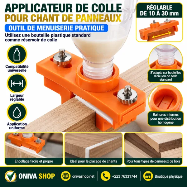 Applicateur de colle réglable pour chant de panneaux 10 à 30 mm