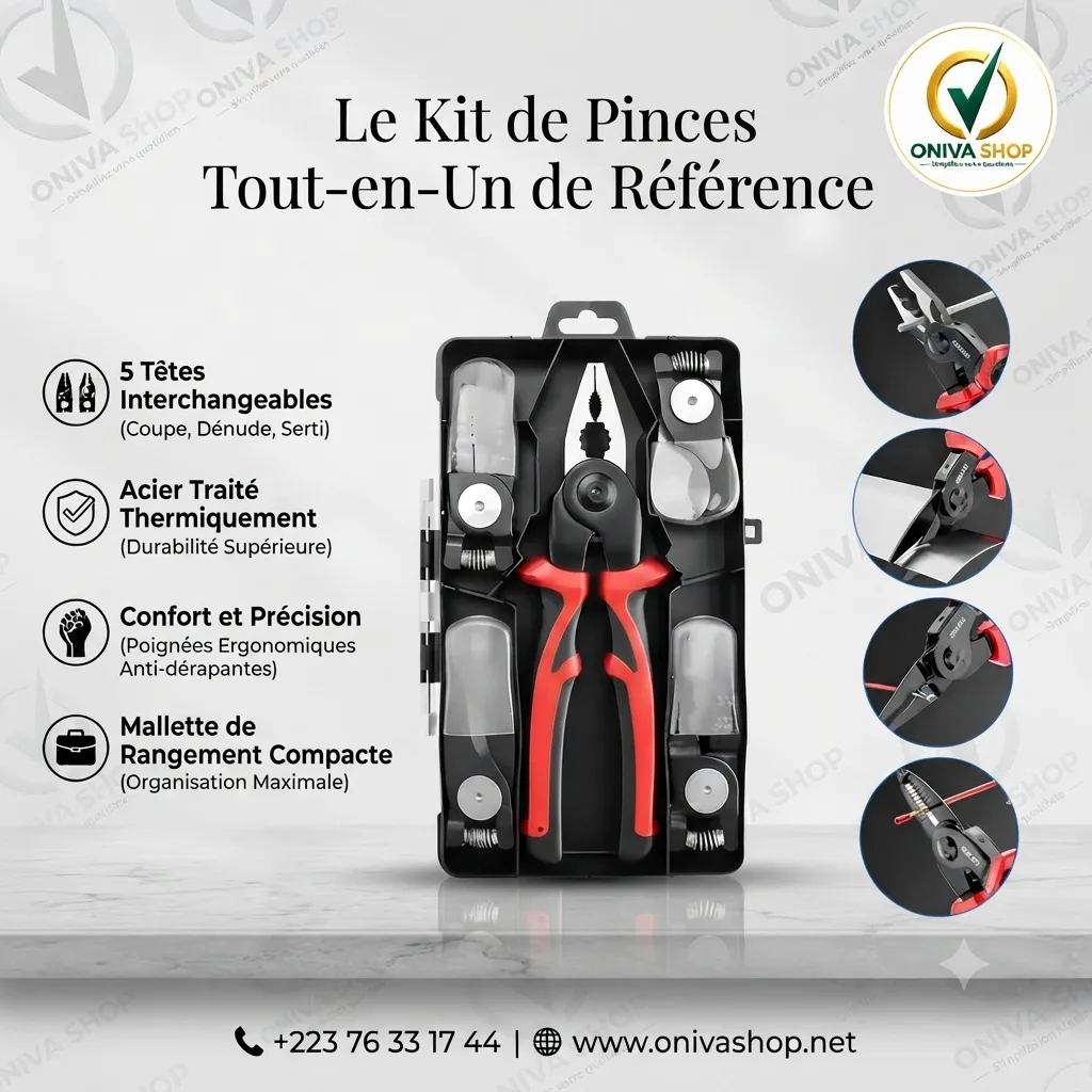 Pince Multifonction 5-en-1 à Têtes Interchangeables