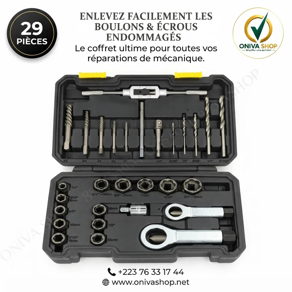 Kit Extracteur de Boulons et Écrous Endommagés – 29 Pièces