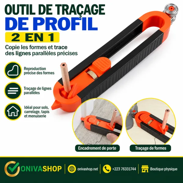 Outil de traçage de profil 2 en 1 – jauge de contour réglable